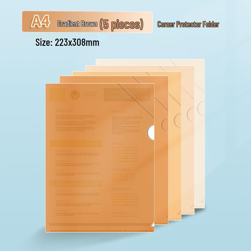 Waterproof A4 L-Shaped Folder: Simple Corner Clip, PP Material, Portable File Storage