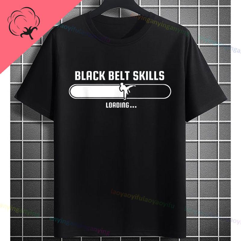 Unisex Funny Karate Graphic TShirt Keep Training Until The Belt Turns Black Slogan Pure Cotton Shortsleeve Sports Tshirt