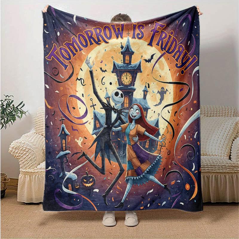 1pc Nightmare Before Christmas Art Soft Throw Blanket Flannel All Season Light Weight Living Room/Bedroom Warm Blanket. M7290143