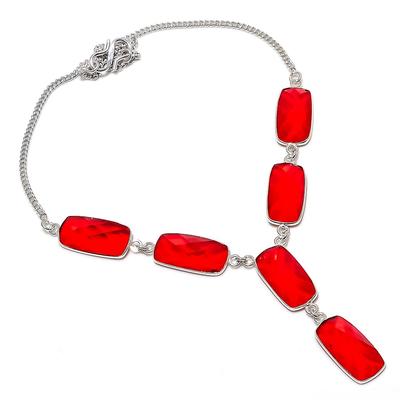 Granato del Mozambico Fatto a Mano Gioielli in Argento Sterling 925 Collana 18" M0q13