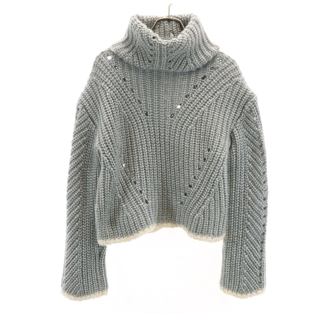 FENDI Made in Italy Silk Blend Long sleeve Short turtleneck sweater knit Women Used