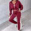 Herbst Winter Neue Damenmode Lässiges Set Samt Langarm Oberteil & Hose 2-teiliges Outfit