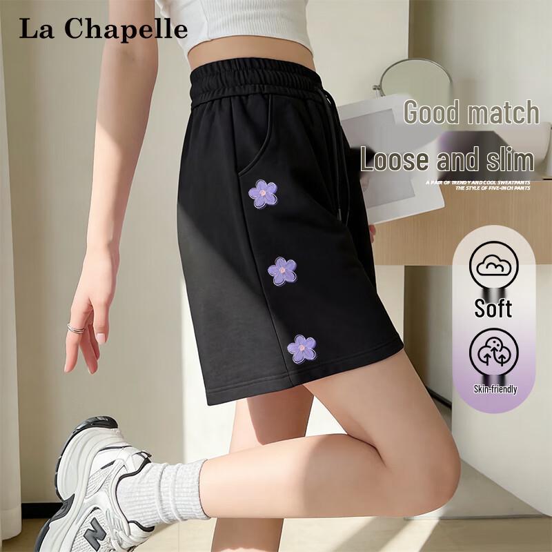 La Chapelle Women s Cotton Loose-Fit Wide-Leg Shorts S