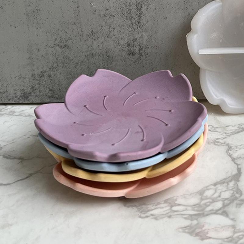 DIY Tray Silicone Resin Mold Flower Shape Epoxy Resin Casting Mold Jewelry Container Ring Trinket Storage Plate Mold