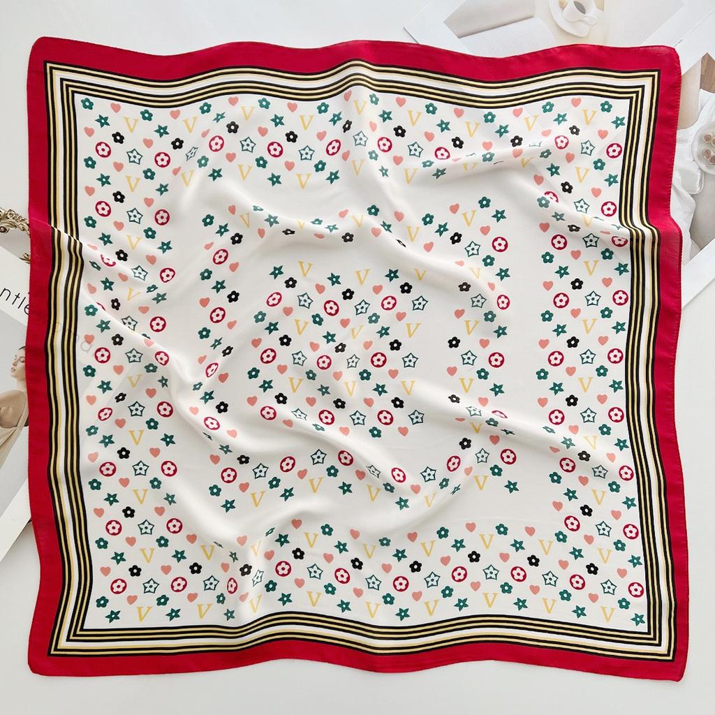 Spring and Summer Graffiti Flowers 71 * 71 Square Scarf Travel Sunscreen Headscarf Practical High-end Scarf for Mother