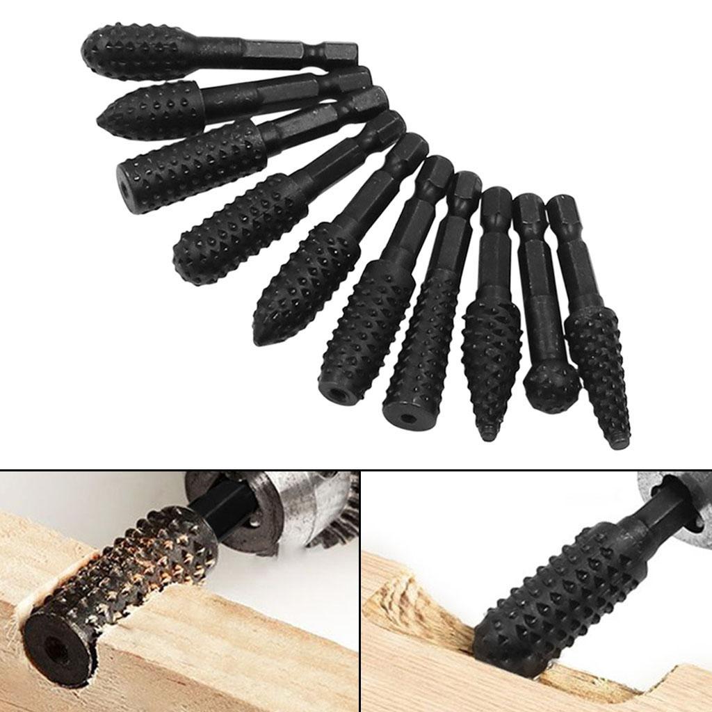 10 Pieces of Woodworking Rotary File Twist Drill, Grinding Head File, (1/4")