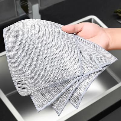 Silver Wire Cloth, Kitchen Non Greasy Silver Wire Cleaning Cloth Kichen Accessories  Cleaning Tools  Kitchen Towel  Rags