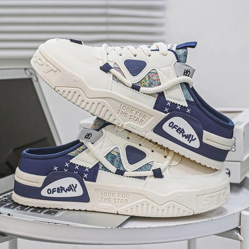 

Модная мужская повседневная обувь, легкие полутапочки, дышащие мужские плоские спортивные туфли, кроссовки, удобные мокасины для вождения 43 синий