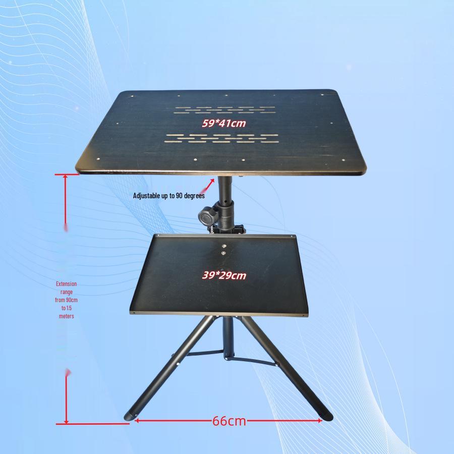 

Outdoor Live Streaming Stand: Double-Layer Laptop Tripod with Sound Card Tray, Fill Light, and Projector Mount
