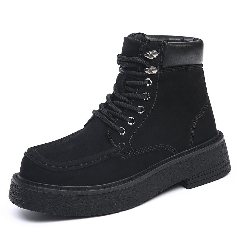 

Fashion British style autumn and winter boots Trendy Men s Thick Bottom Style Outdoor fashion street walking High quality luxury shoes 38 чёрный