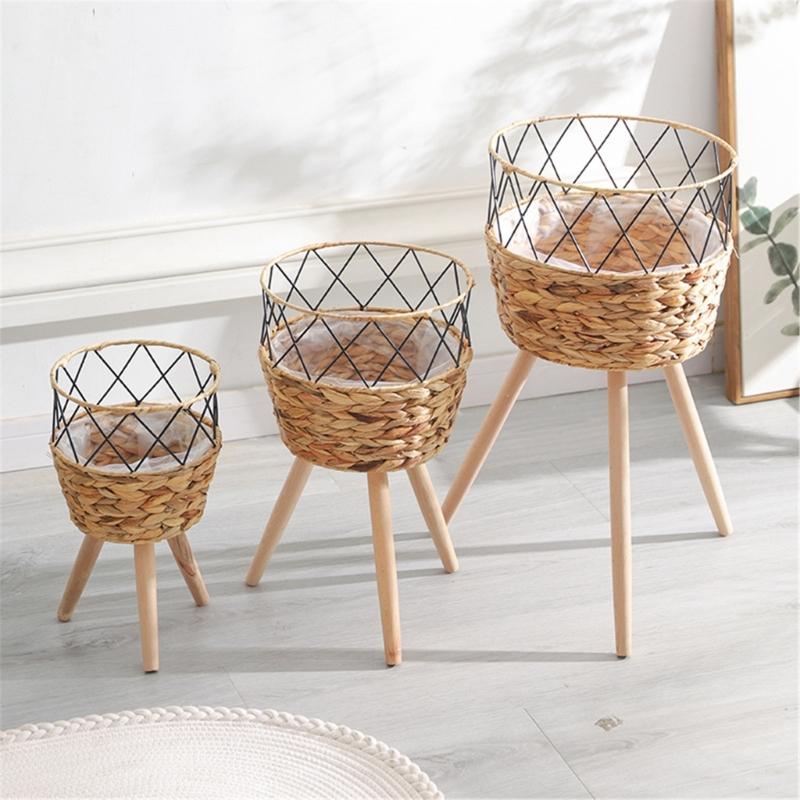 Flowerpots for Plant Floor Planter Stand Wooden Basket Home Flower Shelf Rack Indoor Outdoor Garden Farmhouses Decorations