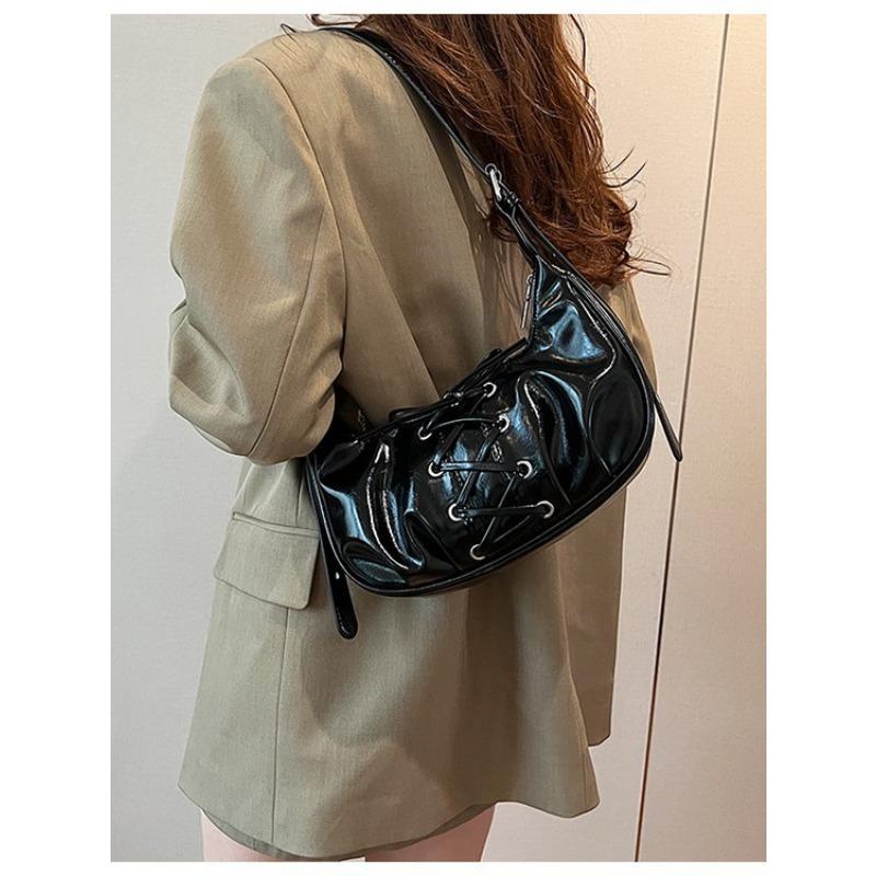 Pleated Underarm Bag, Spring Ballet-style Bow Tie Strap Women's Bag, Single-shoulder Bag, Texture Dumpling Bag