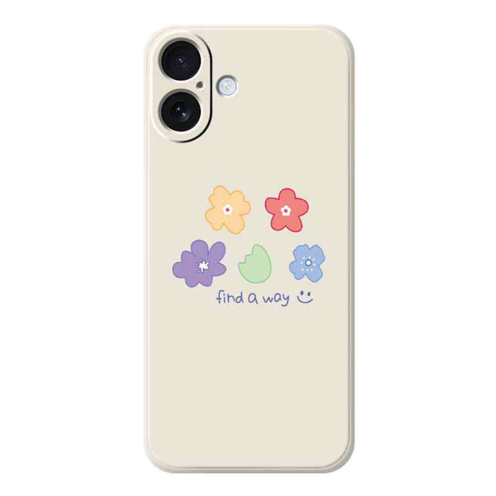 For iPhone 17 Case Five Colors Flowers Pattern Printing Straight Edge TPU Phone Back Cover
