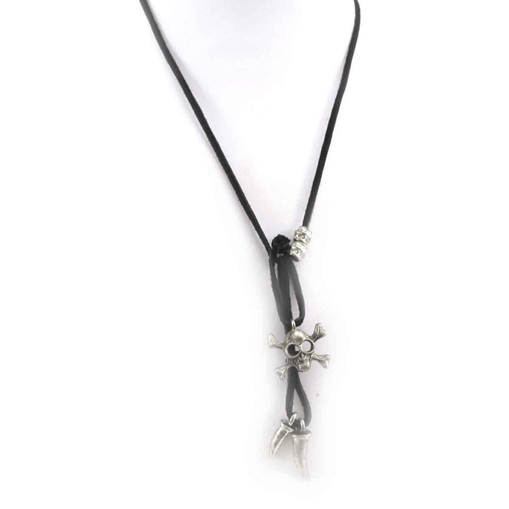 Les Trésors De Lily [J7973] – Designer-Halskette „Totenkopf“ aus Antiksilber