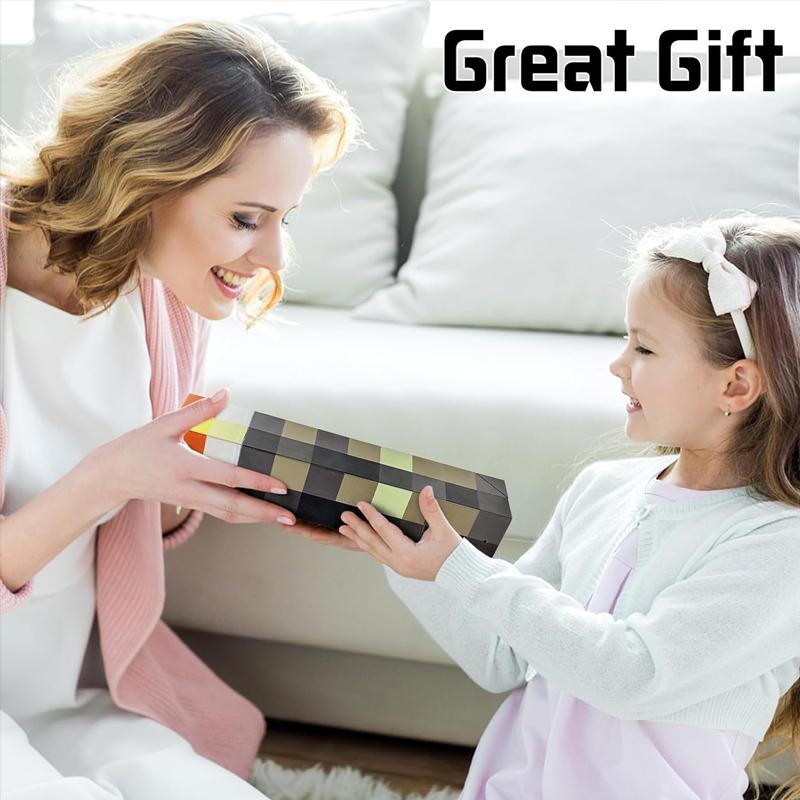 MC Game Torch Light Brownstone LED Night Light USB Rechargeable Bedroom Decoration Table Lamp Gifts Lamp for Kids Bedside Lamp