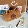 Plush Capybara Pen Case - Spacious Stationery Storage Box, Practical Makeup Bag, Winter Coin Purse, Christmas