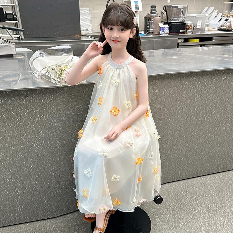 Girls' Dress 2026 Summer New Western-style Dress Fashionable Mesh Dress Sweet and Lovely Flower Princess Dress