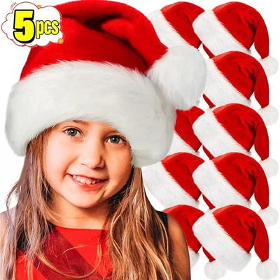 Erwachsene Kinder Weihnachtsmützen Winter Verdickte Plüsch Weicher Samt Weihnachtsmannmützen Eltern-Kind-Hut Weihnachten Neujahrsparty Heimdeko