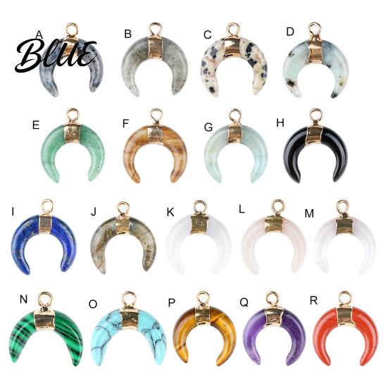 DIY Pendant Charm Gold-Plated Edging Crescent Horn Design Natural Imitation
