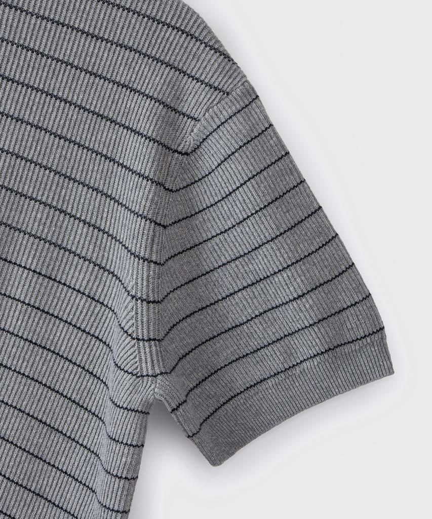 Beulaendideu Refined Stripe Henley Half Knit [Melange Gray]