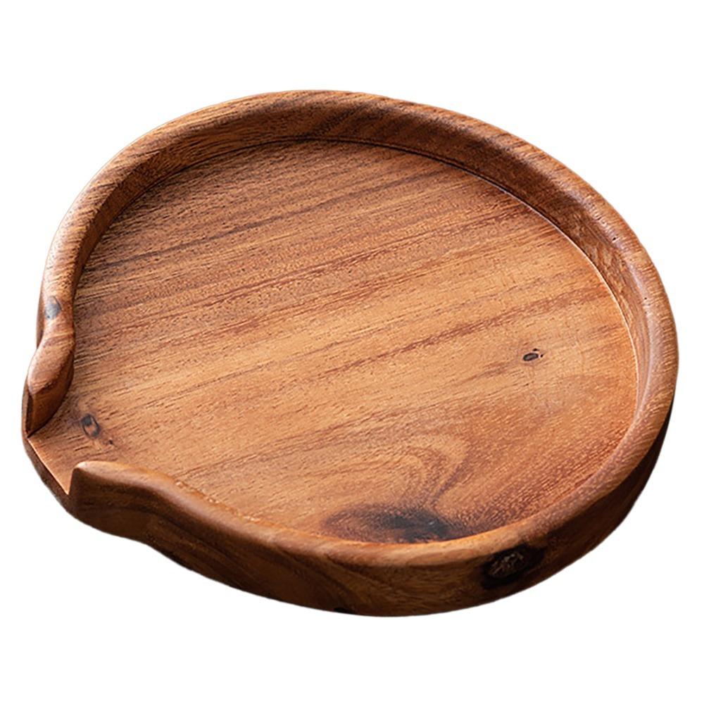 Multifunction Design Wooden Serving Tray Round Shape Round Wooden Tray For Tea Serving