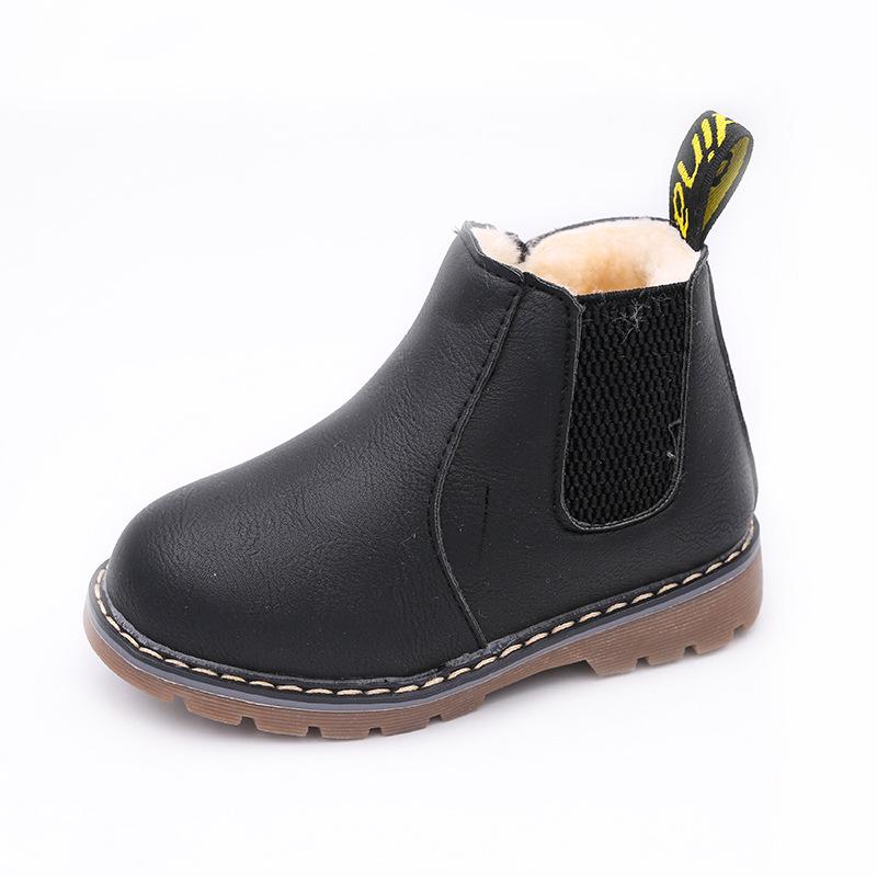 Herbst Kinder Schuhe PU Leder Wasserdichte Leder Stiefel Warme Kinder Schnee Stiefel Mädchen Junge Gummi Stiefel