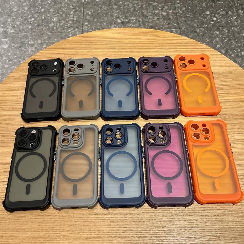 Luxury Shockproof Armor For Magsafe Case For iPhone 17 Air 16 15 14 Pro Max Wireless Charge Magnetic Matte Clear Hard Cover