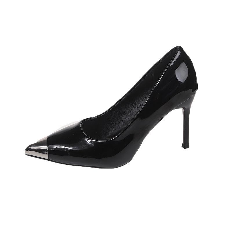 2025 summer new high heels pointed thin heels femininity black high-end fashion temperament single shoes women