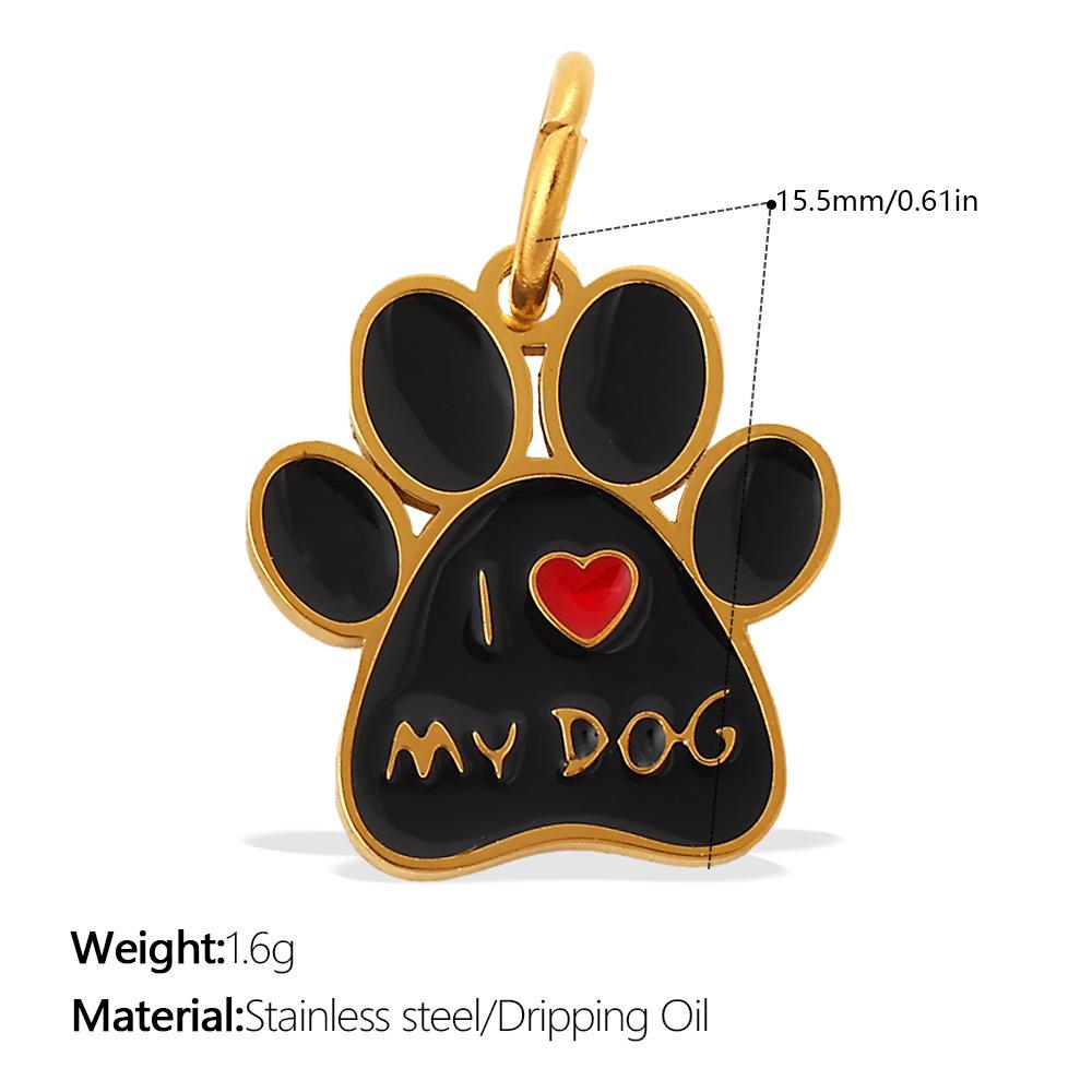  2Pcs Cartoon DIY Stainless Steel Drip Dog Paw Print Pendant Handmade Accessory Jewelry Gold Plated Charm Wholesale
