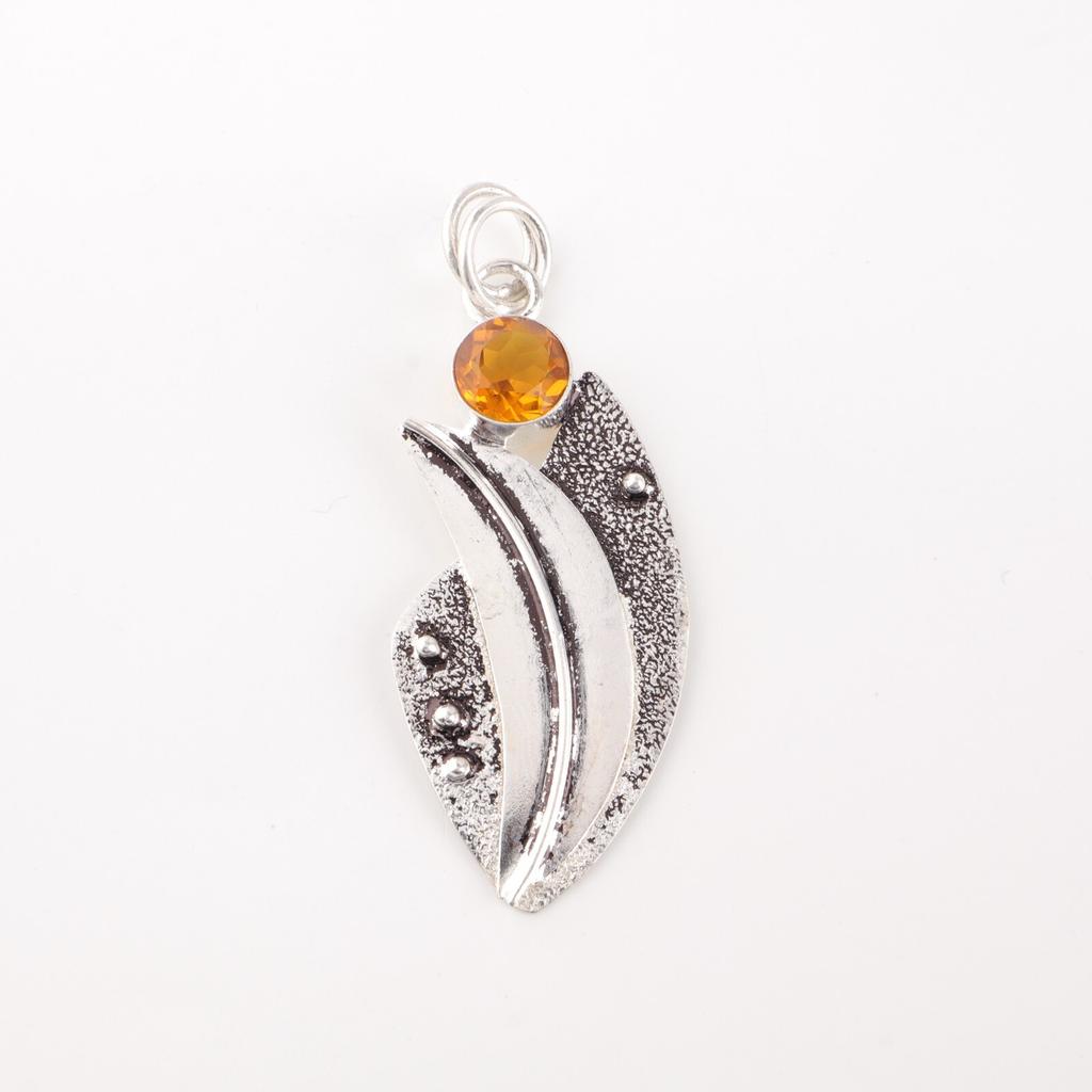 Seltener Citrin Edelstein 925 Sterlingsilber Schmuck Handgefertigter Anhänger Geschenk für Mama PP-36-1