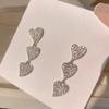 @Special Silver Full Diamond Love Stud Earrings Temperament Fringed Earrings Design High-end Earrings