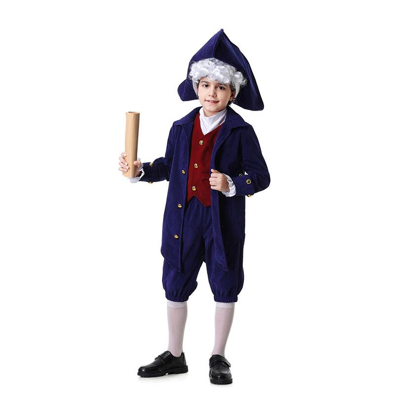 Medieval Halloween Officer Cosplay Costume Hat Vest Jacket Pants Adult Children