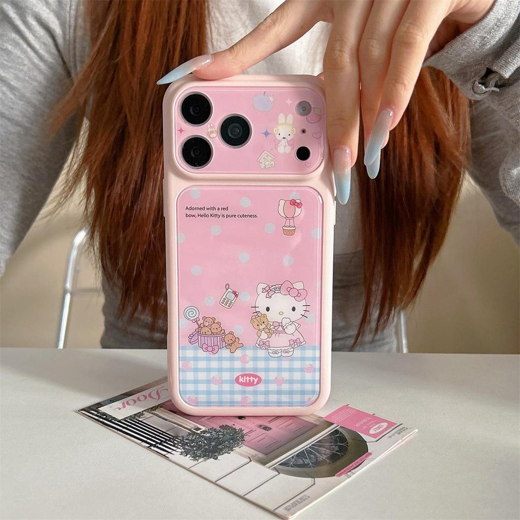 iPhone 15 ProMax Case: Cute Cat & Rabbit Grid Design, Anti-Fall