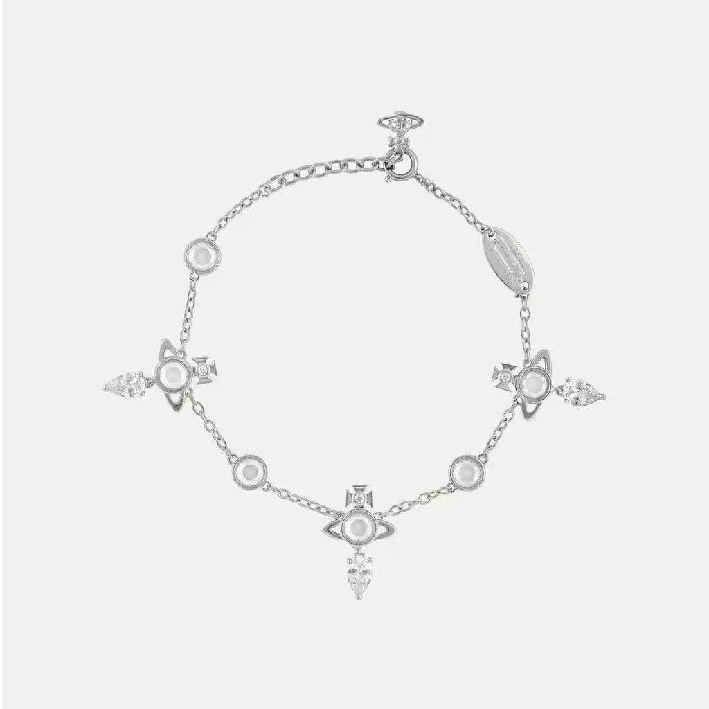 High-Edition Marquise-Cut Diamond Drop Necklace & Bracelet Set: Elegant Women's Light Luxury Fashion Clavicle Chain