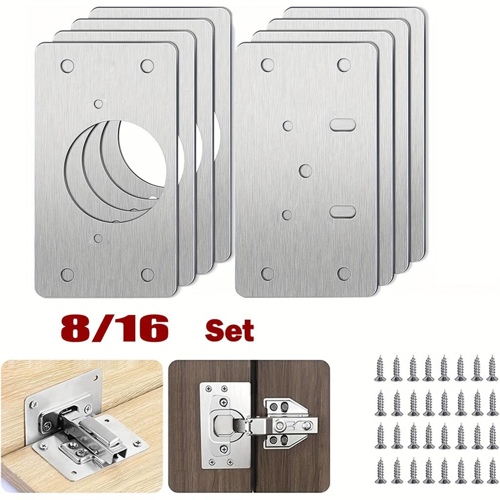 8PCS Hidden Door Hinges For Cabinet Door Installation Kitchen Cabinet Door Fixing Plate Furniture Hardware