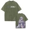 Emilia Re:ZERO Anime T-shirt Harajuku Vintage Washed Oversized T Shirt Men Women Clothing Short Sleeve 100% Cotton Tees Tops