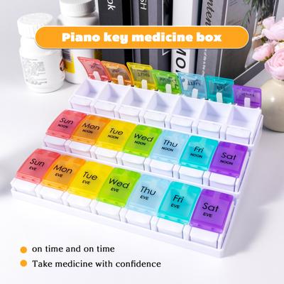 Pill Organizer Storage Box with Large Compartments BPA Free Weekly Organization Transparent Push Button Pill Container Tablet