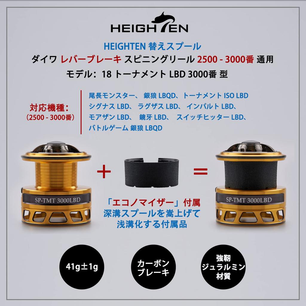 HEIGHTEN Reel Spool, Daiwa Lever Brake Spinning Reel, 2500/3000, Universal Replacement Spool, Tournament Style (3000LBD) (547)