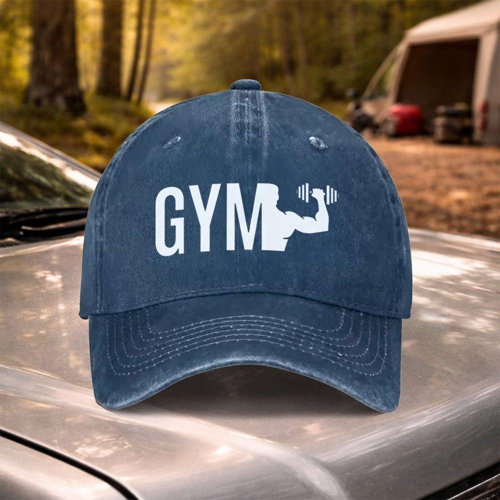 Vintage Washed GYM Fitness Power Baseball Cap Adjustable for Weddings Festivals Cycling Camping Golf
