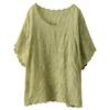 Dimanaf 2025 Neues Sommer O-Ausschnitt Spitzenhemd Damen Bluse Kurzarm Tops T-Shirts Lässig Locker Grün T-Shirts