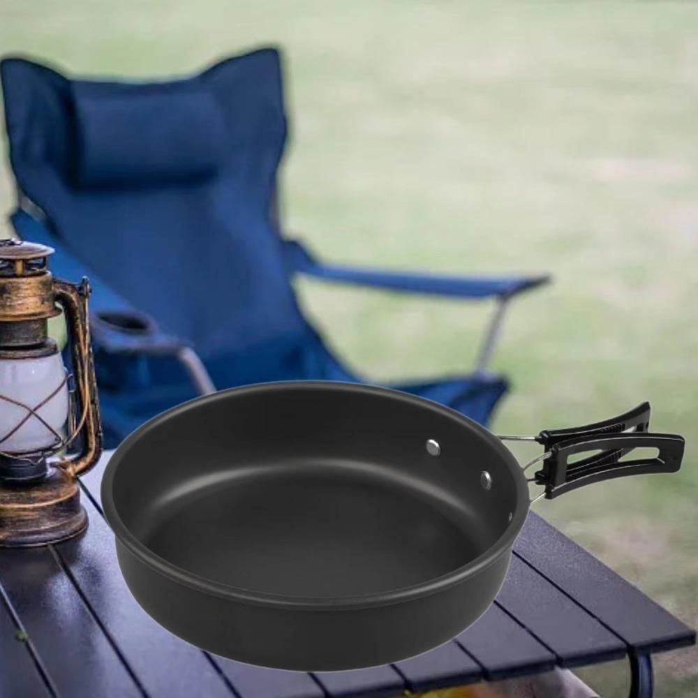 With Foldable Handle Picnic Cookware Set Non-stick Outdoor Pan Pot  Hiking Skillet