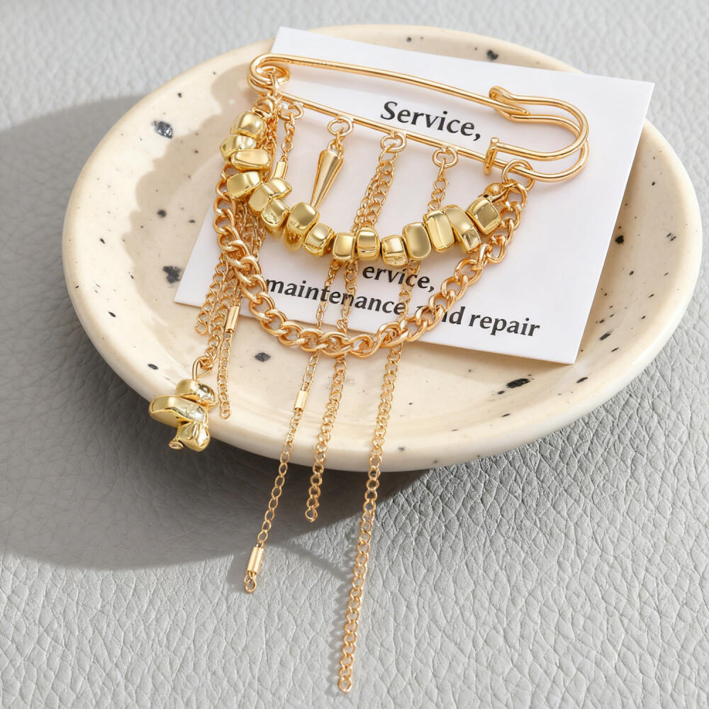 Vintage Irregular CCB Tassel Chain Brooch Niche Design Multi-Functional Pants Chain Charm Versatile Jewelry Accessory for Women