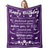 Birthday Gifts for Women/Men/Her/Him Friendship Blanket Purple 60"x50", Happy Birthday Decorations Women/Men Throw Blanket, Bday Gifts for Women