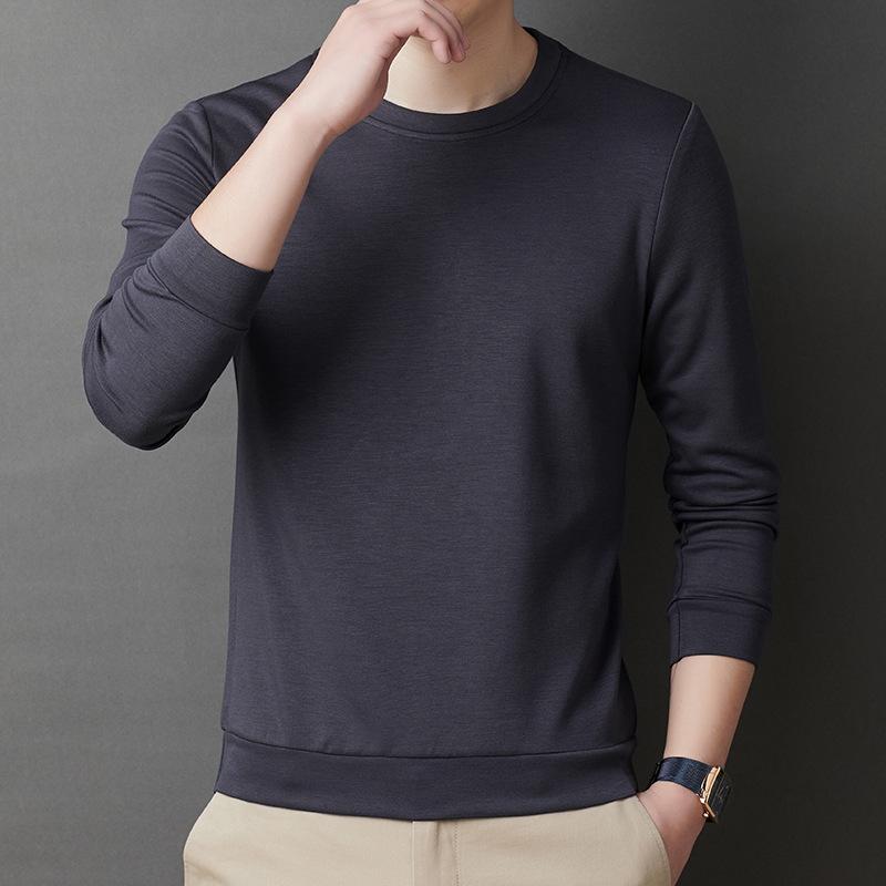 Spring and Autumn Long-sleeved T-shirt Men's Round Neck Simple Solid Color T-shirt Bottoming Shirt Cotton Sweatshirt Casual Shirt Top Clothes