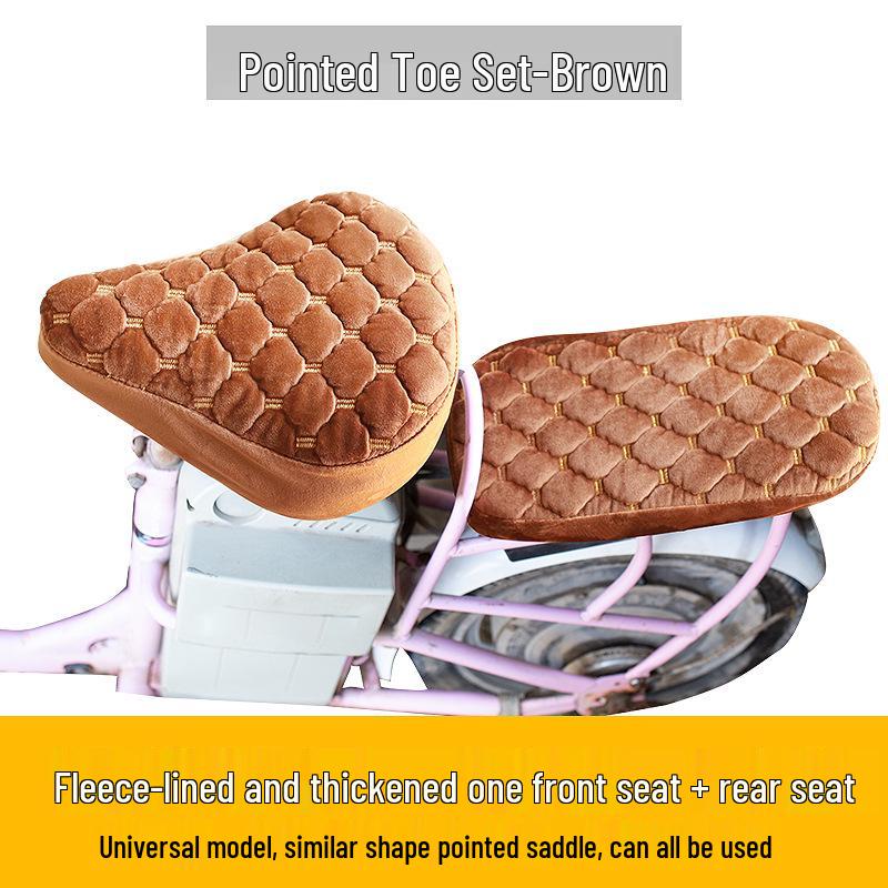 Plüsch-Winter-Sitzbezug für Elektrofahrzeuge - Verdickter Schwamm, Universell passend für Fahrräder und Akku-Fahrzeuge