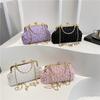 Chinese Cheongsam Bag, Dinner Bag, Mini Small Handbag, Oblique Span Texture Flower Chain Bag.