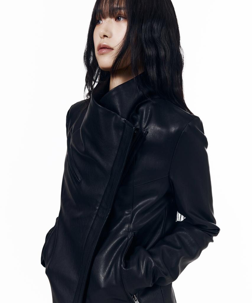 AAKAM Biker Wrap Leather Jacket (Black)