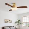 Mid-Century Walnut Ceiling Fan Light for Nordic Living Room, Bedroom, or Dining Room - Solid Wood Design