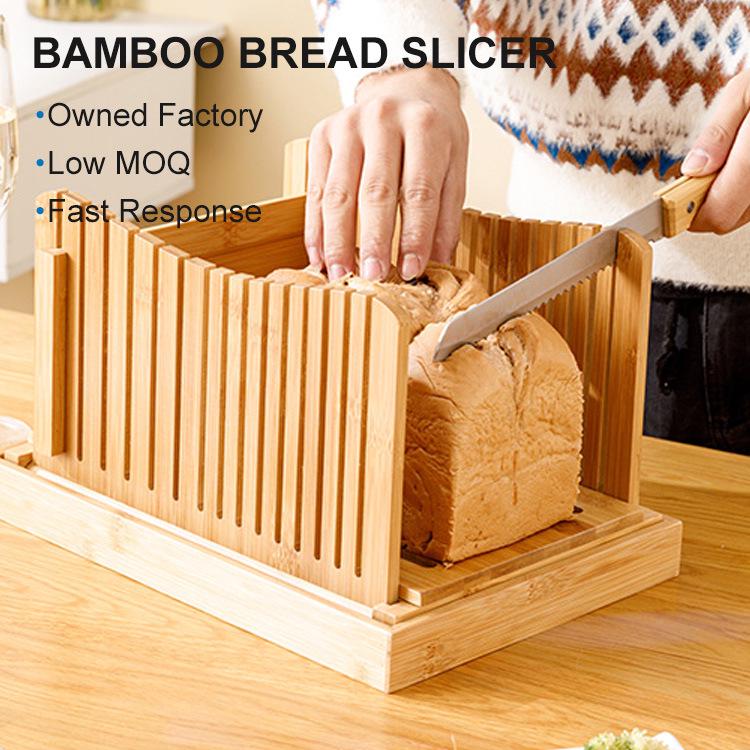 Bamboo Bread Slicer - European Style Wooden Toast and Ham Divider