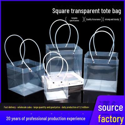 "Frauentag Transparente florale PVC-Geschenkbox - Quadratische Plastikhandtasche"